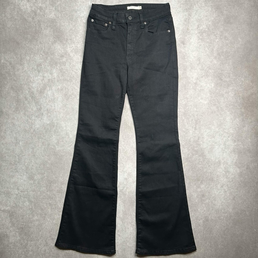 Levis 726 Jeans Womens 29 Black High Rise Flare Stretch Dark Wash Boho